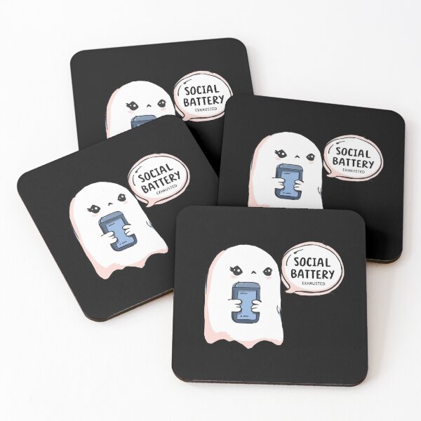 Item preview, Social Battery Exhausted Cute Ghost designed and sold by Last-Brain-Cell.