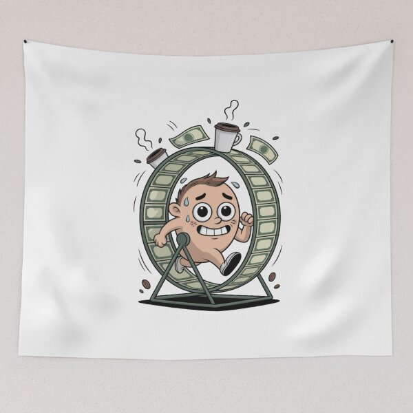 Item preview, Rat Race Life – Funny Money Wheel Cartoon Hustle Illustration designed and sold by Dospart.
