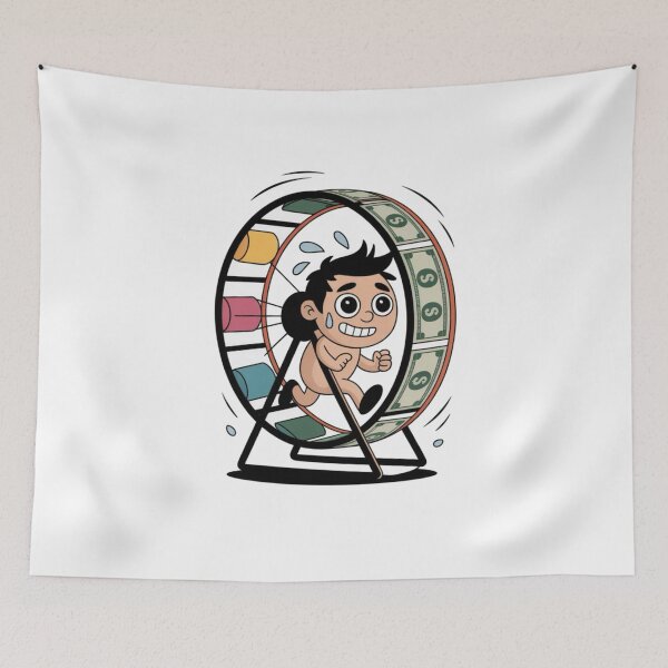 Item preview, Rat Race Life – Funny Money Wheel Cartoon Hustle Illustration designed and sold by Dospart.