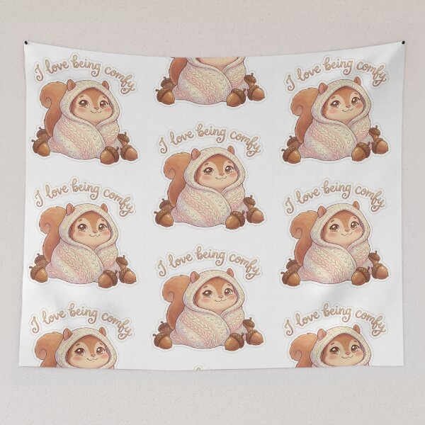 Artikelvorschau, Gemütliches Eichhörnchen-Eichel-Kuscheln. Niedlich. Ich liebe es, mich wohlzufühlen. entworfen und verkauft von Vintage Designs +.