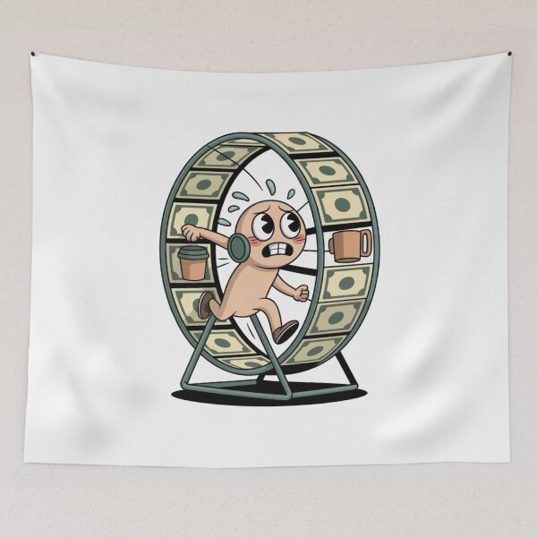 Item preview, Rat Race Life – Funny Money Wheel Cartoon Hustle Illustration designed and sold by Dospart.