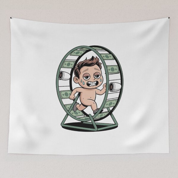 Item preview, Rat Race Life – Funny Money Wheel Cartoon Hustle Illustration designed and sold by Dospart.