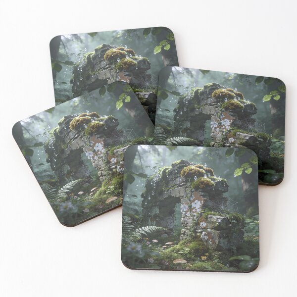Item preview, Ancient Moss-Covered Stone Ruins in Enchanted Forest designed and sold by Flowing Colurs.