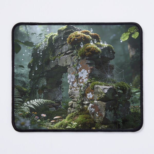 Item preview, Ancient Moss-Covered Stone Ruins in Enchanted Forest designed and sold by Flowing Colurs.