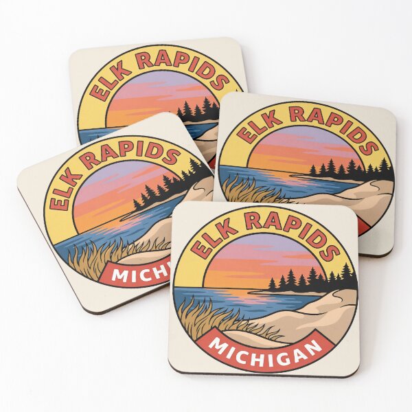 Item preview, Elk Rapids Michigan - Vintage Lake Michigan Sunset Design designed and sold by TheOldMittenIllustrated.