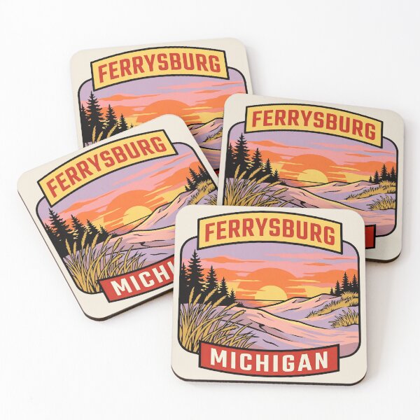 Item preview, Ferrysburg Michigan - Vintage Lake Michigan Sunset Design designed and sold by TheOldMittenIllustrated.