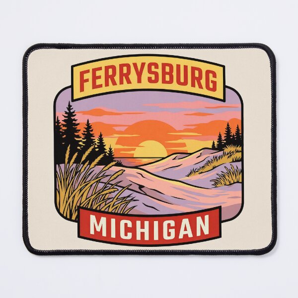 Item preview, Ferrysburg Michigan - Vintage Lake Michigan Sunset Design designed and sold by TheOldMittenIllustrated.