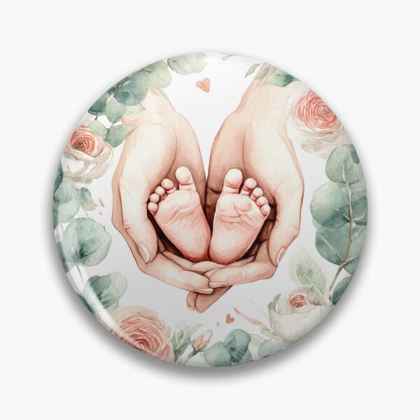 Item preview, Tender Mama Hands Holding Baby Feet - Floral Watercolor Nursery designed and sold by RaisingRosesArt.