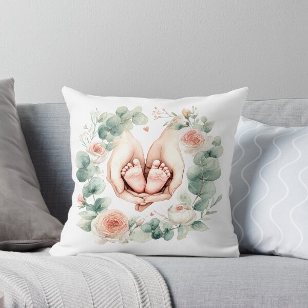 Item preview, Tender Mama Hands Holding Baby Feet - Floral Watercolor Nursery designed and sold by RaisingRosesArt.
