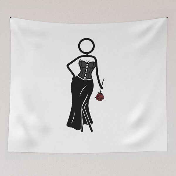 Item preview, Sassy Goth Stickman Girl Dark Feminine Aesthetic Corset & Fishnets designed and sold by StickyGuys.