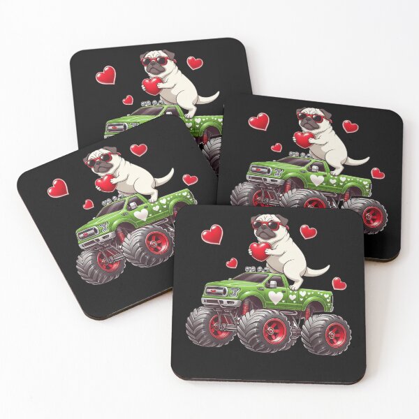 Item preview, Pug Monster Truck Valentine Dog Lover designed and sold by salmzouriart.