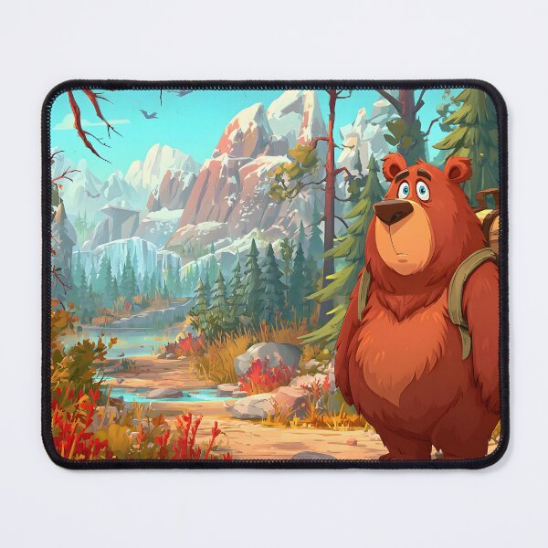 Item preview, Adventurous Bear in a Colorful Forest Landscape designed and sold by Artessie.