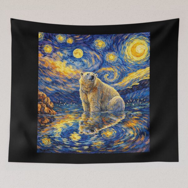 Item preview, polar bear Night designed and sold by Starry Night Creative Art.