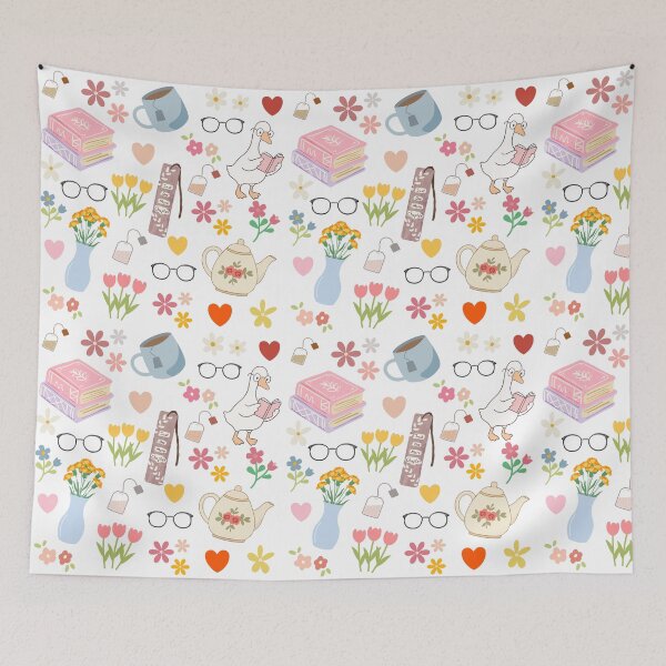 Item preview, Tea & Flowers Bookish Pattern designed and sold by ice-apparel.