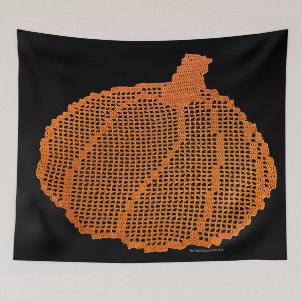 Aperçu de l'œuvre Citrouille - Filet au crochet - Impression d'art créée et vendue par Hookedhands.