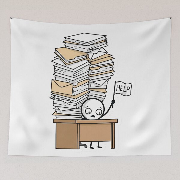 Item preview, Funny Stickman Office Burnout Drowning in Paperwork Monday Mood designed and sold by StickyGuys.