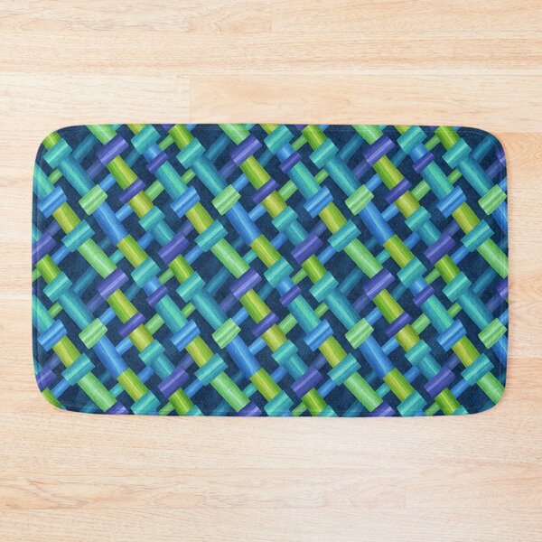 Item preview, Blue Green Basket Weave Grid Pattern designed and sold by bubblegoth.