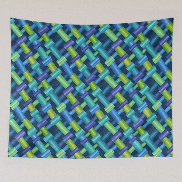 Item preview, Blue Green Basket Weave Grid Pattern designed and sold by bubblegoth.