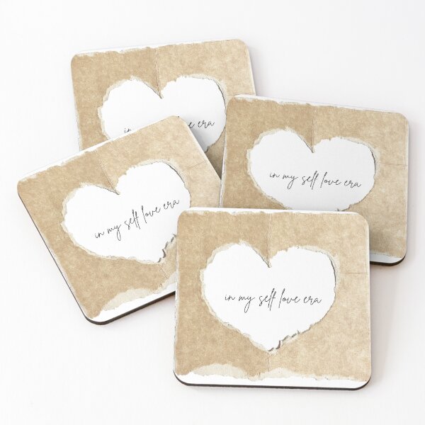 Item preview, In My Self Love Era – Boho Beige Torn Paper Heart (Black Text) designed and sold by amandaline.