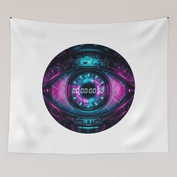 Item preview, Cyberpunk Countdown Eye | Futuristic Tech Synthwave Art designed and sold by Rosuma Designs.