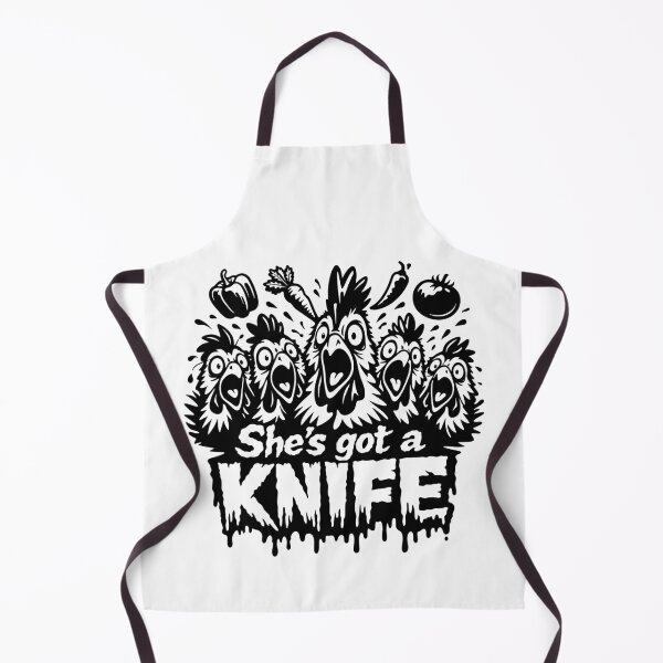 Item preview, She’s Got a Knife – Funny Chicken Farm Humor Design designed and sold by tatajef14.