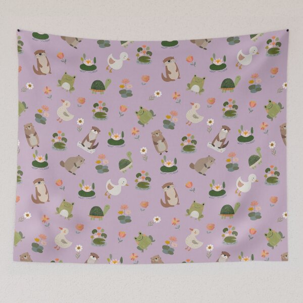 Item preview, Pond Animals & Lily Pads on Pinkish Purple designed and sold by KSimpson838.