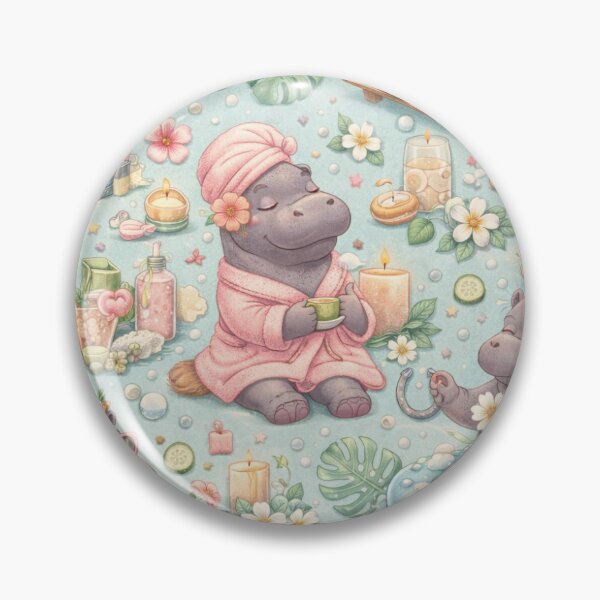 Item preview, Hippo having a spa day  designed and sold by Pixel-And-Potion.