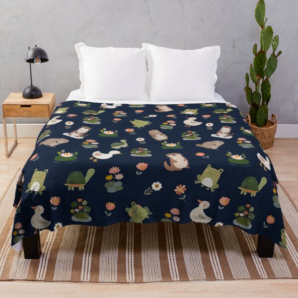 Item preview, Pond Animals & Lily Pads on Darkest Blue designed and sold by KSimpson838.