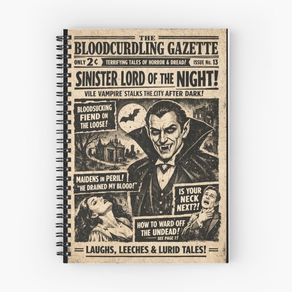 Item preview, Bloodcurdling Gazette – Vintage Vampire Horror Front Page designed and sold by Mouraludia.
