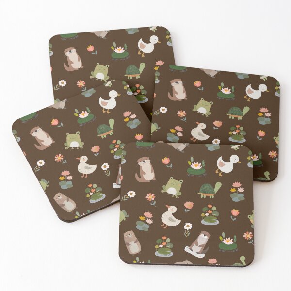 Item preview, Pond Animals & Lily Pads on Dark Brown designed and sold by KSimpson838.