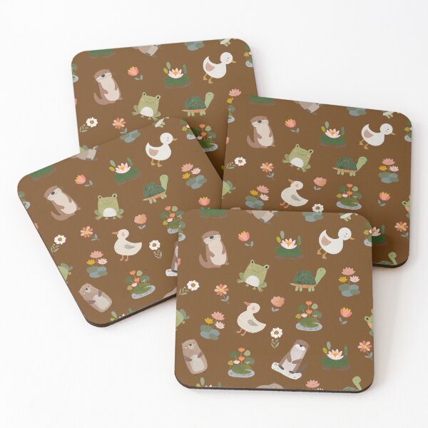 Item preview, Pond Animals & Lily Pads on Brown designed and sold by KSimpson838.