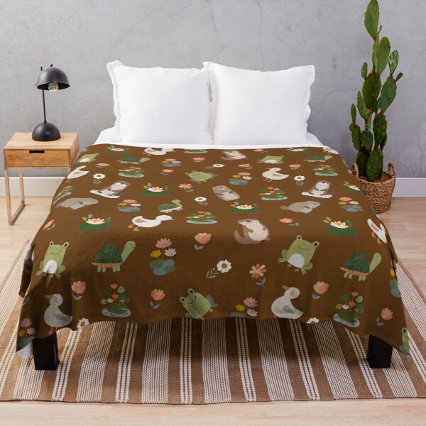 Item preview, Pond Animals & Lily Pads on Brown designed and sold by KSimpson838.