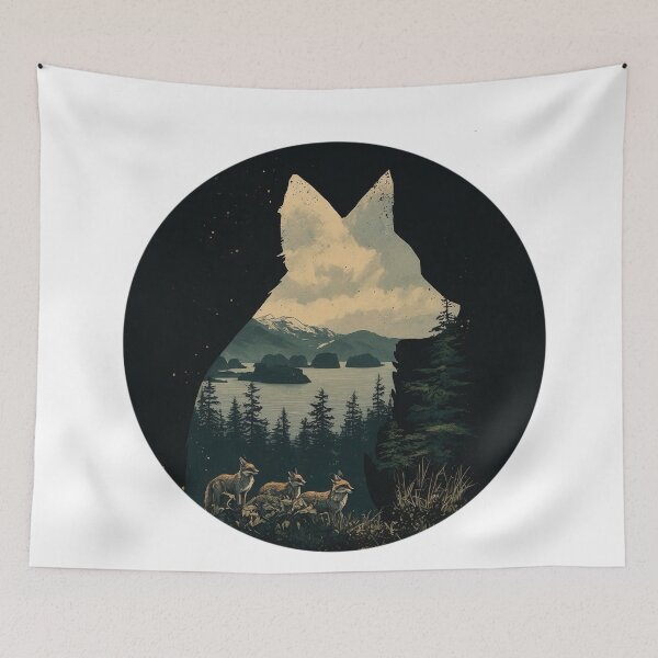 Item preview, Dreamy Fox Family Scene designed and sold by KitCatCards.