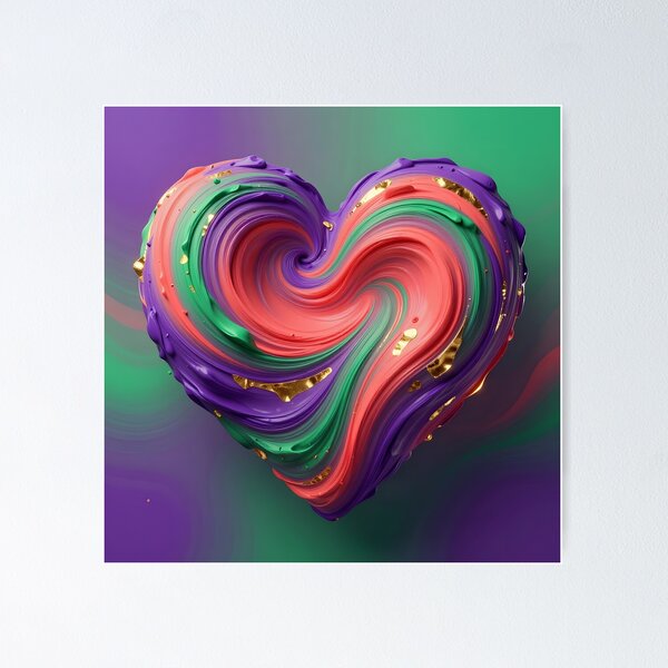 Artikelvorschau, Grand Heart Vortex – 3D Abstract Love Spiral with Gold Accents entworfen und verkauft von MagicalArch.