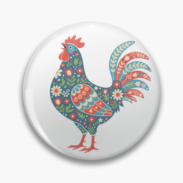 Item preview, Swedish Flower Hen Rooster – © heidiannemorris Scandinavian Folk Art. designed and sold by FOLK ART FUSION by heidiannemorris.