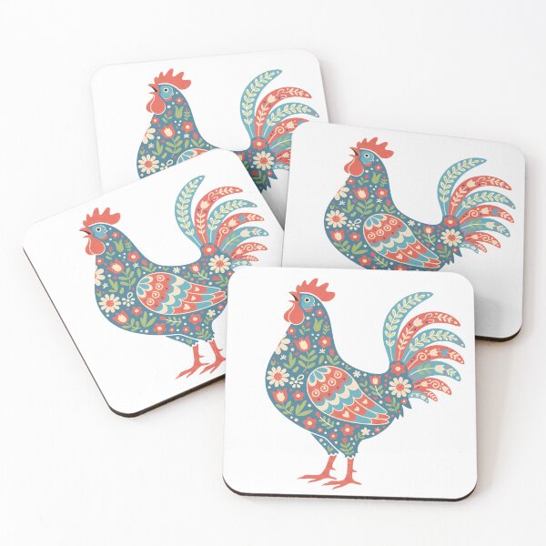 Item preview, Swedish Flower Hen Rooster – © heidiannemorris Scandinavian Folk Art. designed and sold by FOLK ART FUSION by heidiannemorris.