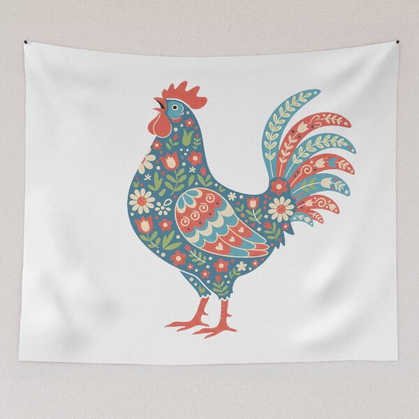Item preview, Swedish Flower Hen Rooster – © heidiannemorris Scandinavian Folk Art. designed and sold by FOLK ART FUSION by heidiannemorris.
