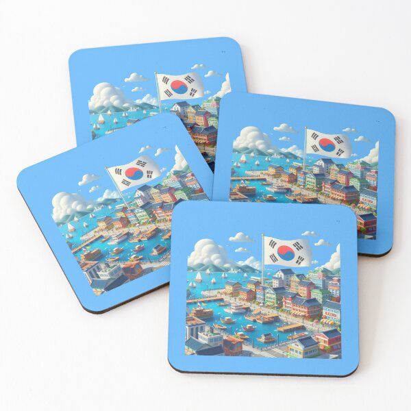 Item preview, Imgok Port Pohang Korea – Cute 3D Coastal City Label with Korean Flag , designed and sold by PaintMeWorld.