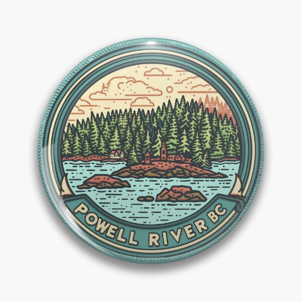 Item preview, Powell River, BC British Columbia Forested Coastline Retro Badge Canada designed and sold by meganohm.