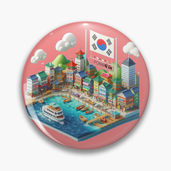 Item preview, Puerto de Imgok, Pohang, Corea: bonita etiqueta de ciudad costera en 3D con bandera coreana. designed and sold by PaintMeWorld.