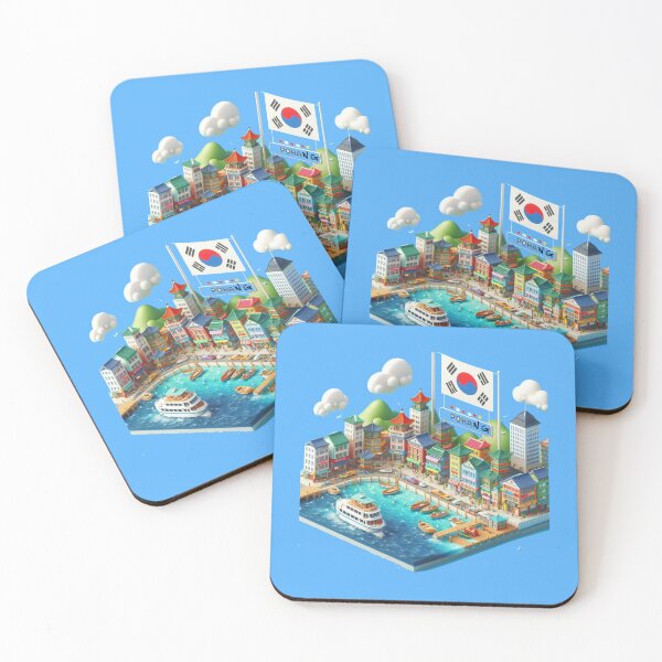 Item preview, Imgok Port Pohang Korea – Cute 3D Coastal City Label with Korean Flag , designed and sold by PaintMeWorld.