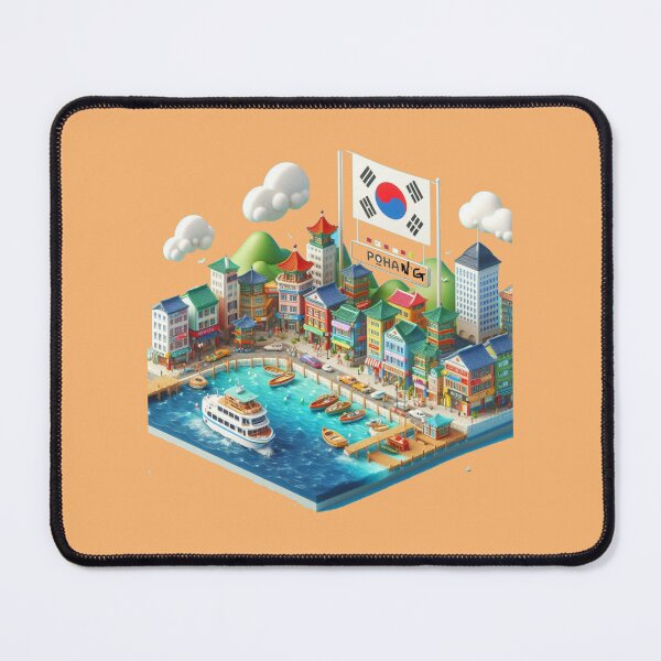 Item preview, Imgok Port Pohang Korea – Cute 3D Coastal City Label with Korean Flag , designed and sold by PaintMeWorld.