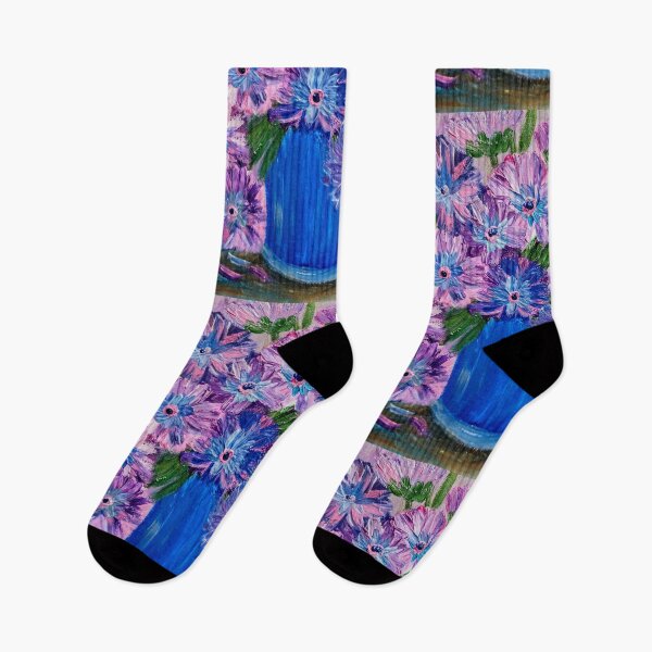Item preview, Textured Purple and Pink Wildflowers in Blue Vase – Acrylic Impasto designed and sold by kkartwork.