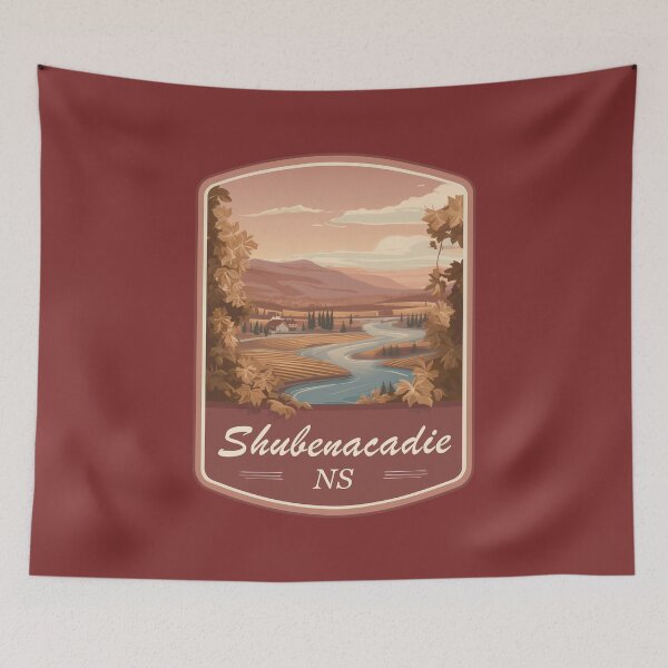 Item preview, Shubenacadie Nova Scotia Canada Landscape Art Shubenacadie NS River Valley Scene Canadian Countryside Nature Illustration Nova Scotia Travel designed and sold by meganohm.