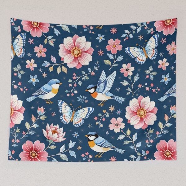 Item preview, Butterfly Bird and Floral Seamless Repeat designed and sold by Sharon Schwalbe.