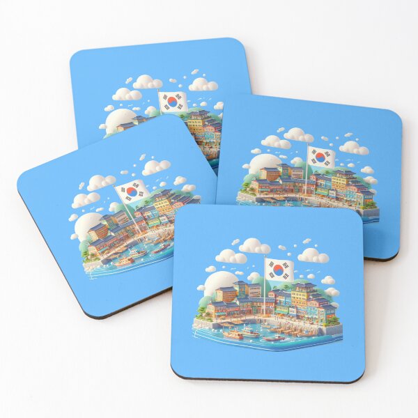 Item preview, Imgok Port Pohang Korea – Cute 3D Coastal City Label with Korean Flag , designed and sold by PaintMeWorld.