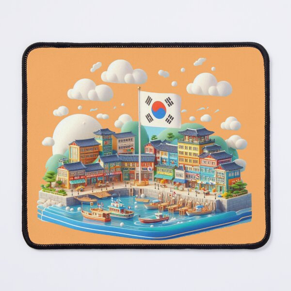Item preview, Imgok Port Pohang Korea – Cute 3D Coastal City Label with Korean Flag , designed and sold by PaintMeWorld.