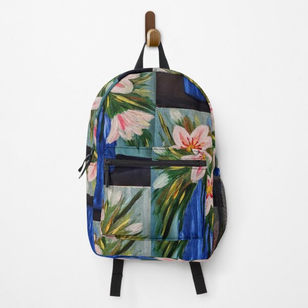 Item preview, Textured White and Pink Lilies in Tall Blue Vase – Acrylic Impasto designed and sold by kkartwork.