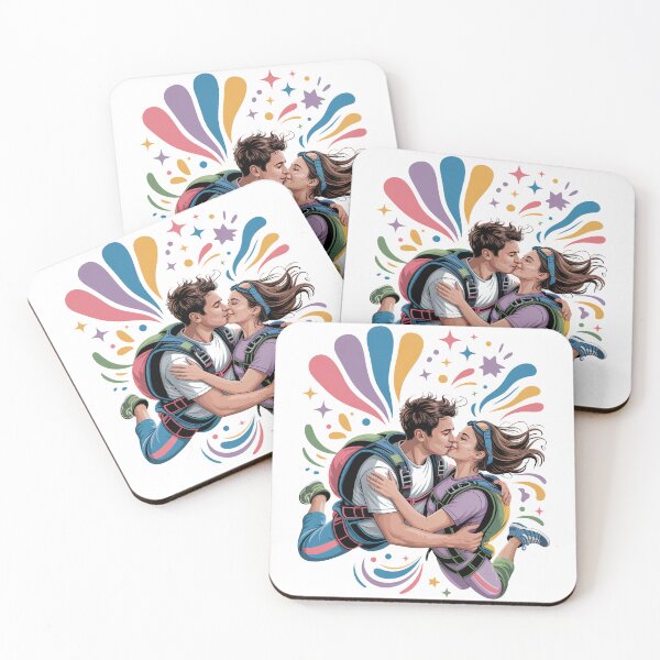 Item preview, Couple skydiving, skydiver couple kissing flying, extreme air sport designed and sold by SEBANOX.