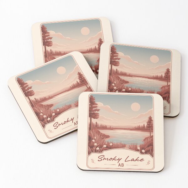 Item preview, Smoky Lake Alberta Canada Vintage Nature Smoky Lake AB Scenic Water Landscape Canadian Prairie & Lake Illustration designed and sold by meganohm.